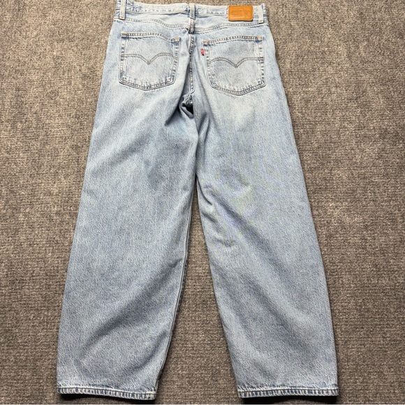 Levis Premium Jeans Womens 30x30 Blue Baggy Dad Distressed Denim Wide Leg Big E - Picture 2 of 16